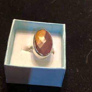 Faceted Mookaite Jasper Sterling Silver Ring C-3-2